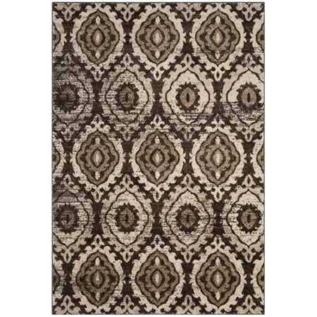 Flowers First 5 ft. 1 in. x 7 ft. 6 in. Tunisia Power Loomed Area Rug, Brown & Creme - Medium Rectangle FL1890606